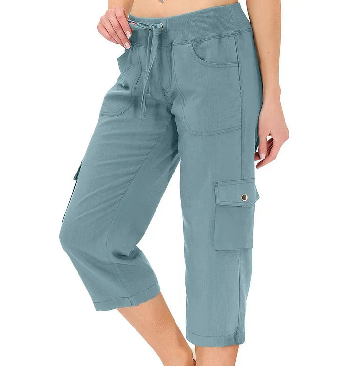 Emilce | Pantalón Capri de Cintura Alta Cómodo con Bolsillos Prácticos