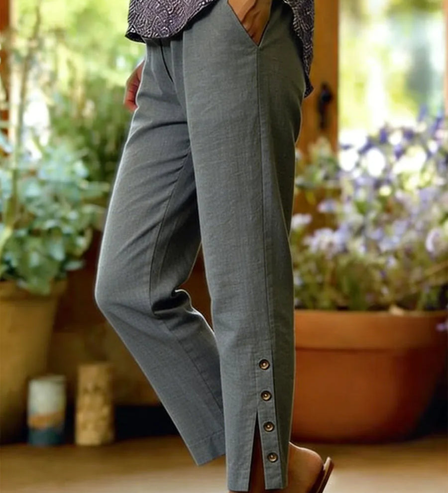 Calista | Pantalones Casuales de Corte Suelto con Botones
