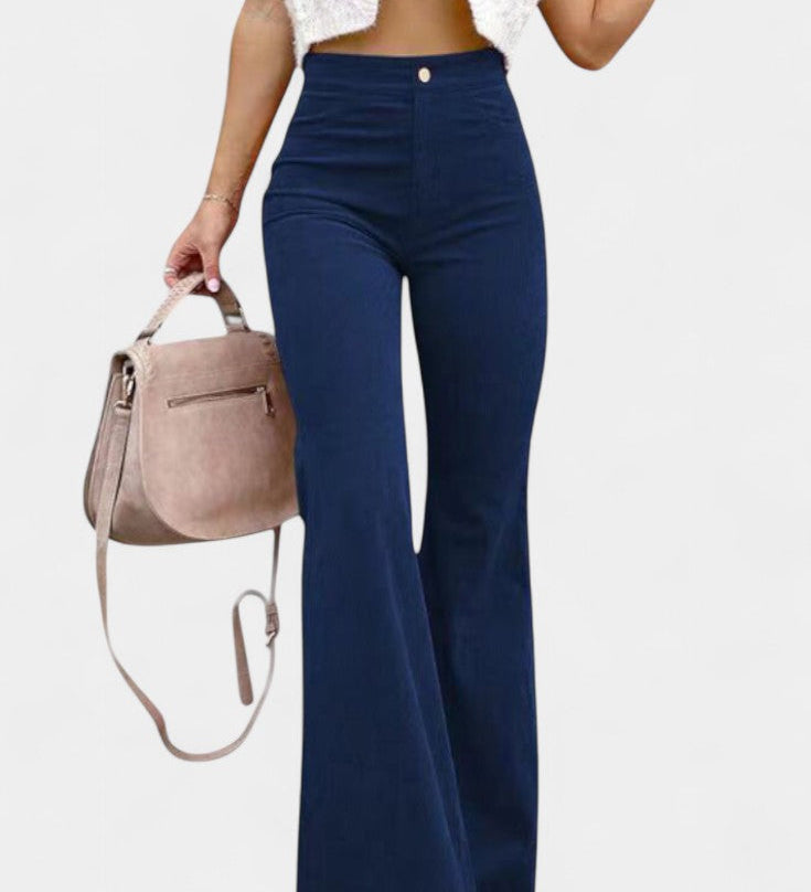 Kiara | Pantalones de Terciopelo de Pierna Ancha de Cintura Alta