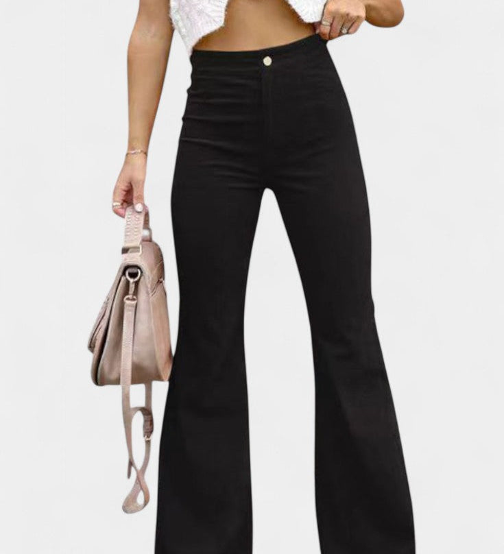 Kiara | Pantalones de Terciopelo de Pierna Ancha de Cintura Alta