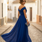 Leo | Vestido largo fruncido para mujer con cuello en V elegante | Boda