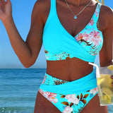Anabel | Bikini con estampado floral en contraste y abertura