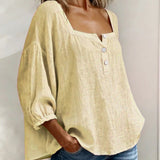 Carmen | Blusa Simple Cuello Cuadrado Manga Larga