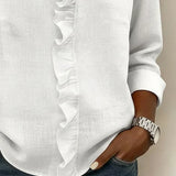 Elyana | Blusa con Volantes, Escote en V y Mangas Largas