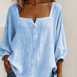 Carmen | Blusa Simple Cuello Cuadrado Manga Larga