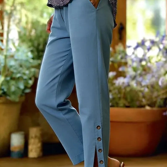 Calista | Pantalones Casuales de Corte Suelto con Botones