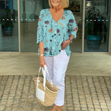 Brigid | Top Floral en Algodón y Lino