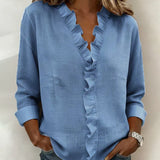 Indie · Blusa con volantes y cuello en V