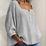 Carmen | Blusa Simple Cuello Cuadrado Manga Larga