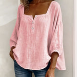 Carmen | Blusa Simple Cuello Cuadrado Manga Larga