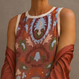 Daniela | Vestido largo con estampado floral y chaleco a juego