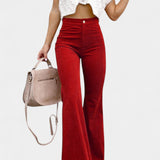 Kiara | Pantalones de Terciopelo de Pierna Ancha de Cintura Alta