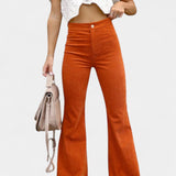 Kiara | Pantalones de Terciopelo de Pierna Ancha de Cintura Alta