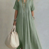 Ayla | Elegante Vestido Con Cuello En V y Manga Corta