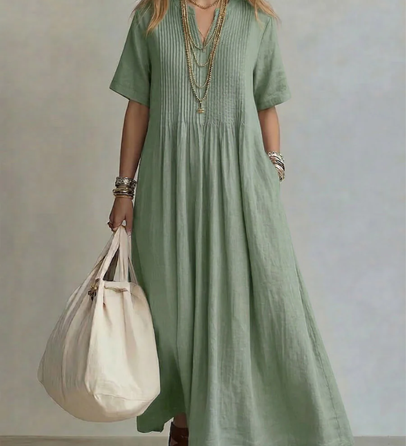 Ayla | Elegante Vestido Con Cuello En V y Manga Corta