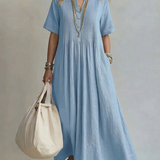 Ayla | Elegante Vestido Con Cuello En V y Manga Corta