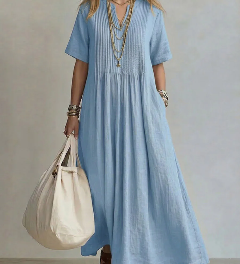Ayla | Elegante Vestido Con Cuello En V y Manga Corta