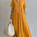 Ayla | Elegante Vestido Con Cuello En V y Manga Corta