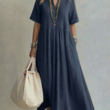 Ayla | Elegante Vestido Con Cuello En V y Manga Corta