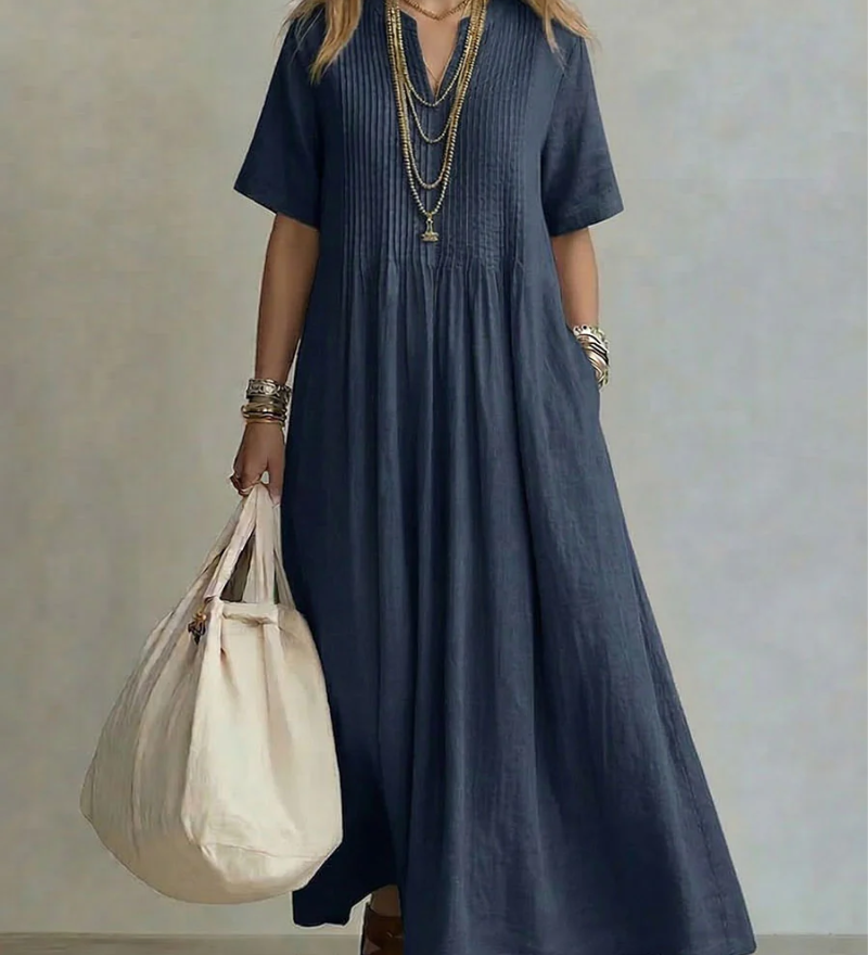 Ayla | Elegante Vestido Con Cuello En V y Manga Corta