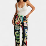 Arce | Pantalones Rectos de Cintura Alta con Estampado Floral