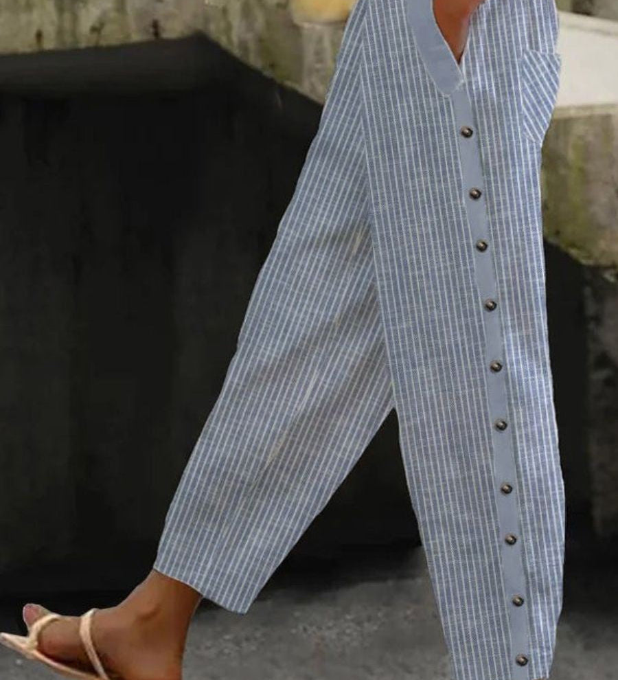 Lourdes | Pantalón con Botones Rayado