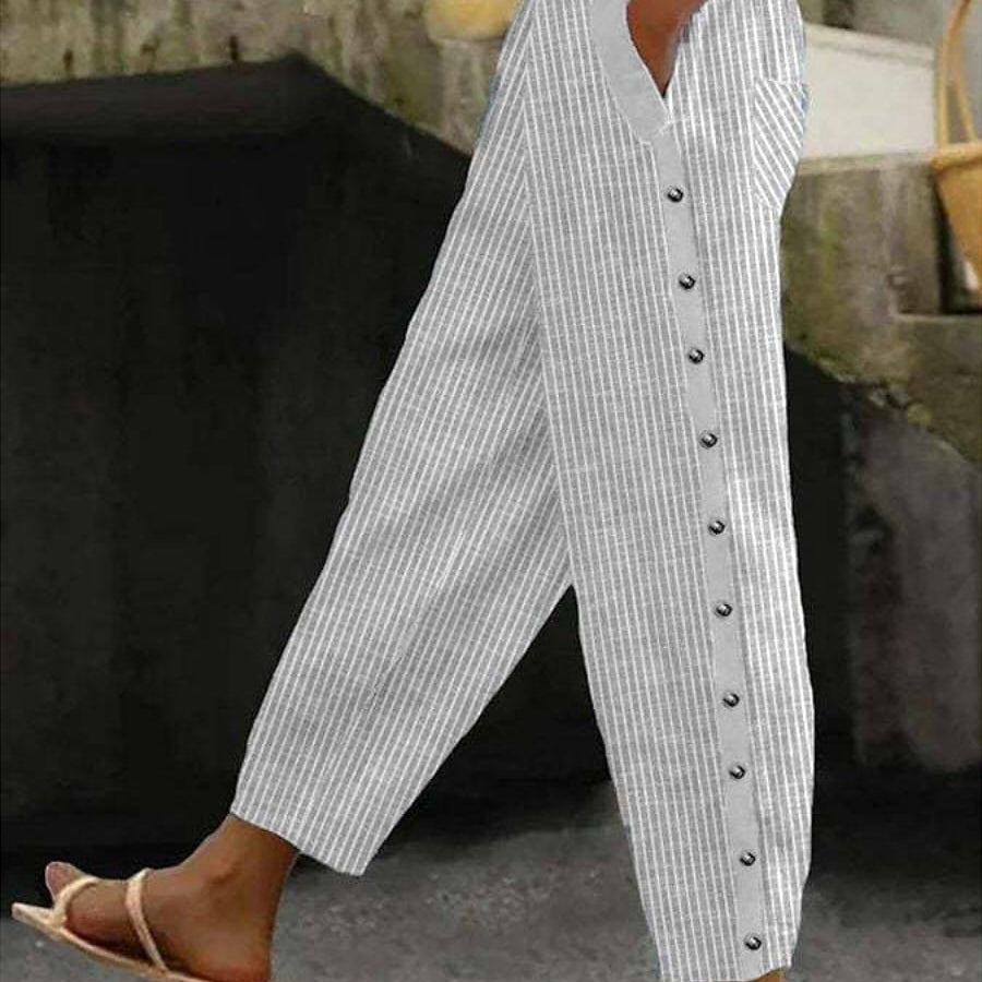 Lourdes | Pantalón con Botones Rayado