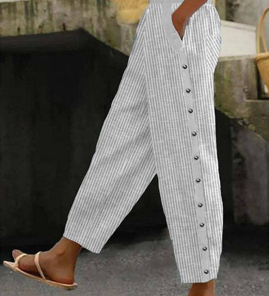 Lourdes | Pantalón con Botones Rayado