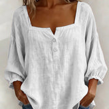 Carmen | Blusa Simple Cuello Cuadrado Manga Larga
