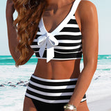 Agripina | Bikini de talle alto a rayas