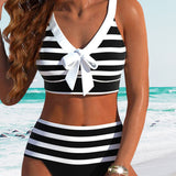 Agripina | Bikini de talle alto a rayas