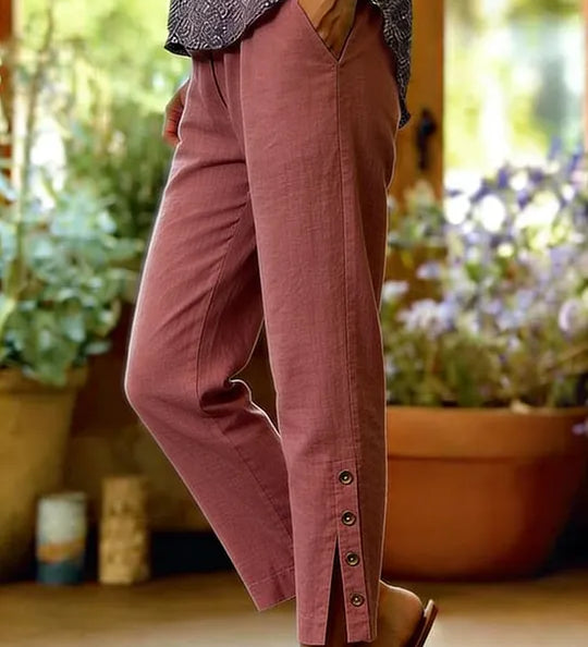 Calista | Pantalones Casuales de Corte Suelto con Botones