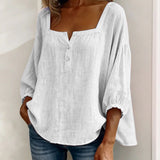 Carmen | Blusa Simple Cuello Cuadrado Manga Larga
