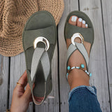 Erlinda | Sandalias planas con hebilla de metal
