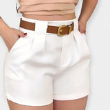 Pantalones cortos plisados de alta cintura