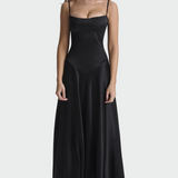 Vistzslava | Vestido maxi satinado elegante para mujer con finos tirantes