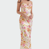 Adriana | Vestido maxi elegante de mujer con estampado floral