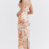 Adriana | Vestido maxi elegante de mujer con estampado floral