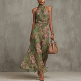 Dunia | Vestido Largo Halter Floral