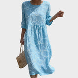 Joana | Vestido maxi con cuello redondo y estampado floral