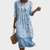 Sofia | Vestido maxi con cuello redondo y estampado