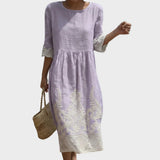 Carla | Vestido maxi con cuello redondo y estampado