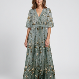 Cayetana | Vestido largo con estampado floral y escote en V