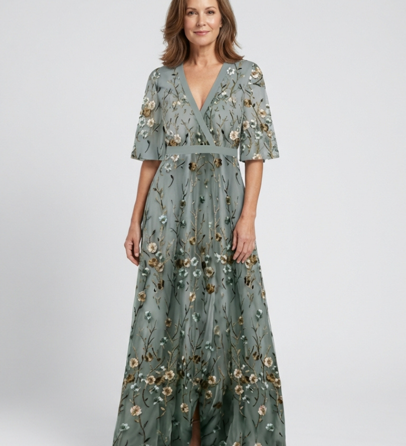 Cayetana | Vestido largo con estampado floral y escote en V