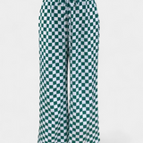 Hilaria | Pantalones de Pierna Ancha con Estampado a Cuadros