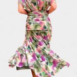 Iselina | Vestido largo fruncido para mujer con cuello en V elegante | Fluido