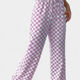 Hilaria | Pantalones de Pierna Ancha con Estampado a Cuadros
