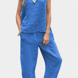Leona | Conjunto de Chaleco y Pantalón Sin Mangas en Algodón Lino