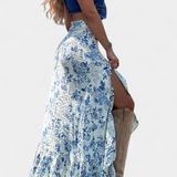 Karen | Falda Maxi Floral con Abertura y Volantes