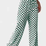 Hilaria | Pantalones de Pierna Ancha con Estampado a Cuadros